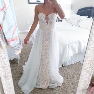 NWT White Lace Strapless Wedding Maxi Dress